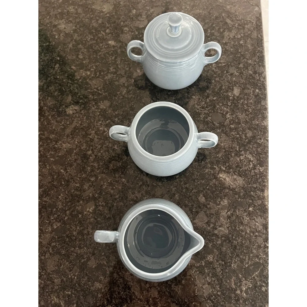 Fiesta Light Blue Periwinkle Sugar Bowl‎ Creamer Pitcher Set Ceramic